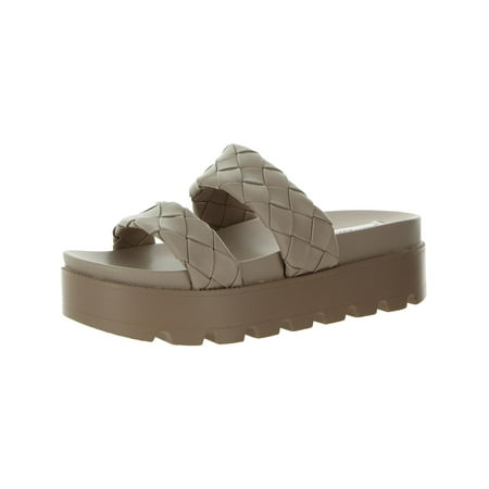 Steve Madden Womens Briar Faux Leather Slip-On Flatform Sandals