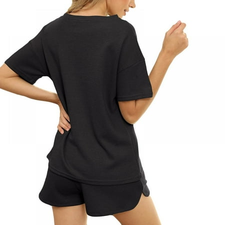 BRAND PROMOTION! 3pcs Casual Pjs Sets Women Ribbed Tops And Shorts Sleepwear Short Sleeve Waffle Pajama Set Homewear with Pockets
BRAND PROMOTION! 3pcs Casual Pjs Sets Women Ribbed Tops And Shorts Sleepwear Short Sleeve Waffle Pajama Set Homewear with Pockets