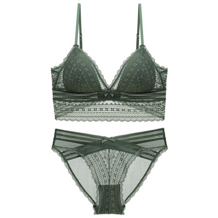 Women Lace Bra and Panty Set Bralette Lingerie Deep V-neck U-shaped Bra(Dark Green M)
Women Lace Bra and Panty Set Bralette Lingerie Deep V-neck U-shaped Bra(Dark Green M)