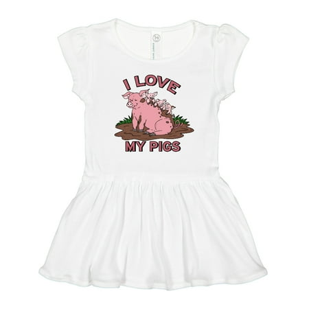 Inktastic I Love My Pigs with Cute Pig Family Gift Toddler Girl Dress