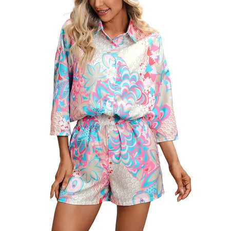 QYZEU Pajamas for Women Shorts Set Satin Full Coverage Swimsuits for Women Women S Fashion Lapel Print Button Crop Sleeve Shorts Casual Fashion Set
QYZEU Pajamas for Women Shorts Set Satin Full Coverage Swimsuits for Women Women S Fashion Lapel Print Button Crop Sleeve Shorts Casual Fashion Set