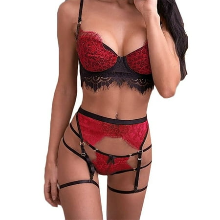 Knosfe Bra and Panty Set for Women Sexy Lingerie Set Women s Sleepwear Strap Lace Bodysuit with Garter
Knosfe Bra and Panty Set for Women Sexy Lingerie Set Women s Sleepwear Strap Lace Bodysuit with Garter