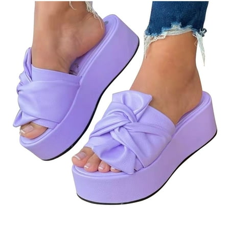 Summer Ladies Slippers Thick Soled Sandals Casual Women Bow Shoes Slippers