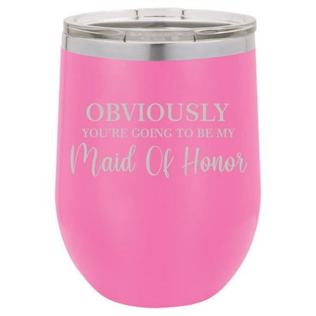 12 oz Double Wall Vacuum Insulated Stainless Steel Stemless Wine Tumbler Glass Coffee Travel Mug With Lid Bridal Party Maid Of Honor Proposal Script (Hot Pink)
12 oz Double Wall Vacuum Insulated Stainless Steel Stemless Wine Tumbler Glass Coffee Travel Mug With Lid Bridal Party Maid Of Honor Proposal Script (Hot Pink)