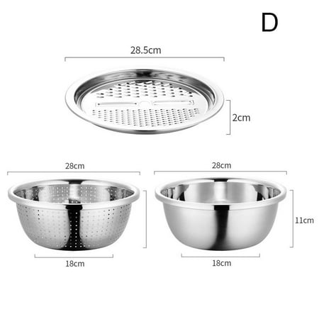 Journey Multifunctional Stainless Steel Basin Vegetable Cutter Drain Basket Set(D)