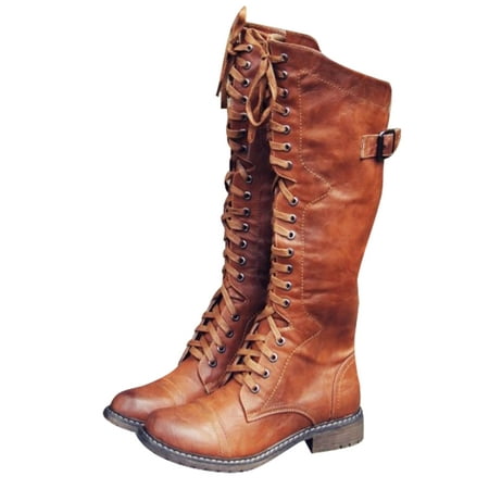 Crocowalk Womens Riding Boots Knee High Winter Shoes Faux Leather Boot Buckle Tall Women Fashion Low Heel Brown 7.5
Crocowalk Womens Riding Boots Knee High Winter Shoes Faux Leather Boot Buckle Tall Women Fashion Low Heel Brown 7.5