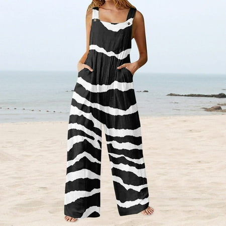 Voncos Overalls for Women Spring Summer 2023- Printed Wide-Leg Pockets Button Fashion Casual Jumpsuits Rompers Black 10
Voncos Overalls for Women Spring Summer 2023- Printed Wide-Leg Pockets Button Fashion Casual Jumpsuits Rompers Black 10