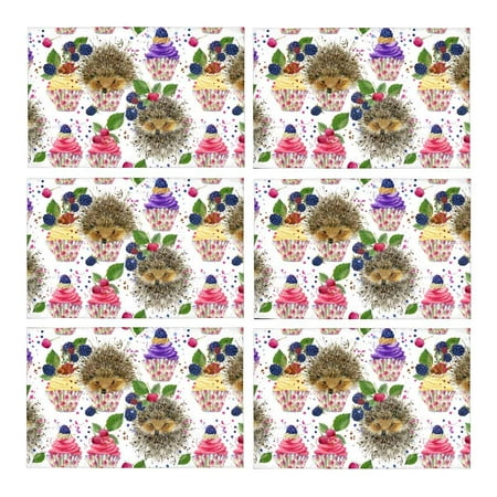 MKHERT Cute Watercolor Hedgehog and Desserts Berries Cupcakes Placemats Table Mats for Dining Room Kitchen Table Decoration 12x18 inch Set of 6
MKHERT Cute Watercolor Hedgehog and Desserts Berries Cupcakes Placemats Table Mats for Dining Room Kitchen Table Decoration 12x18 inch Set of 6
