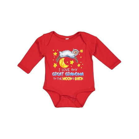 Inktastic I Love My Great Grandma to the Moon and Back Cute Sheep Gift Baby Boy or Baby Girl Long Sleeve Bodysuit