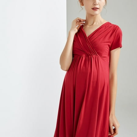 Women‘s Elegant Maternity Dress Thin Soft Comfortable V-neck Nursing Breastfeeding Dress For Summer
Women‘s Elegant Maternity Dress Thin Soft Comfortable V-neck Nursing Breastfeeding Dress For Summer