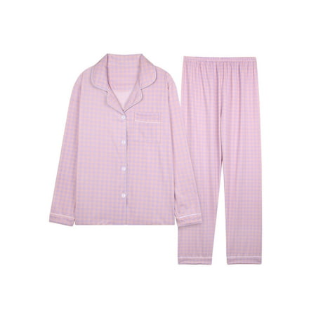 Grianlook Women Nightwear Long Sleeve Pajamas Sets Button Down Sleepwear Ladies Baggy Lounge Set Single Breasted Lapel Purple Plaid M
Grianlook Women Nightwear Long Sleeve Pajamas Sets Button Down Sleepwear Ladies Baggy Lounge Set Single Breasted Lapel Purple Plaid M