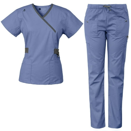 Medgear Luna Women s 4 way stretch Crossover Neckline Contrast Top Slim Leg Pant scrub Set (cornflower xs)
Medgear Luna Women s 4 way stretch Crossover Neckline Contrast Top Slim Leg Pant scrub Set (cornflower xs)