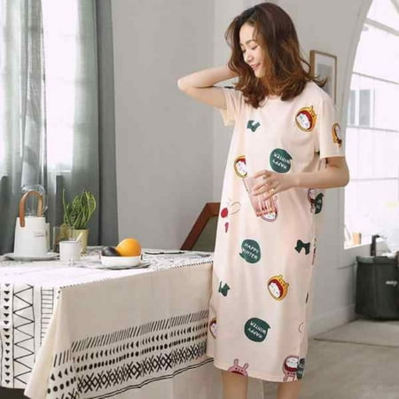 Female Cartoon Pajamas Cute And Thin One-piece Nightdress Cute And Sweet