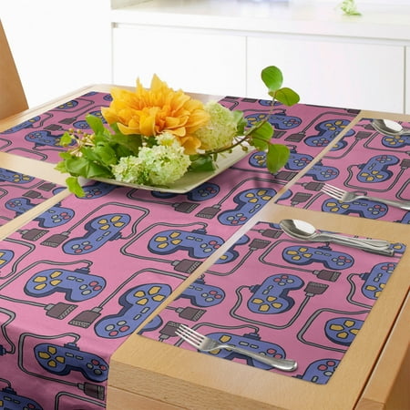 Gaming Table Runner & Placemats Continuous Joystick Gamepad Vintage Set for Dining Table Decor Placemat 4 pcs + Runner 16 x72 Pink Violet Blue by Ambesonne
Gaming Table Runner & Placemats Continuous Joystick Gamepad Vintage Set for Dining Table Decor Placemat 4 pcs + Runner 16 x72 Pink Violet Blue by Ambesonne