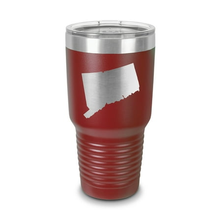 Connecticut Shaped Tumbler 30 oz - Laser Engraved w/ Clear Lid - Stainless Steel - Vacuum Insulated - Double Walled - Travel Mug - ct - Maroon 
Connecticut Shaped Tumbler 30 oz - Laser Engraved w/ Clear Lid - Stainless Steel - Vacuum Insulated - Double Walled - Travel Mug - ct - Maroon