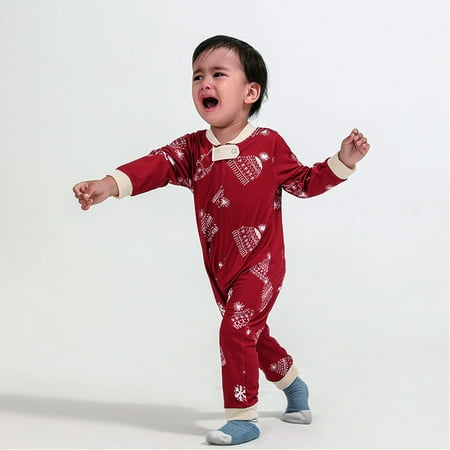

Kiplyki Clearance Christmas Pajamas for Family Sets Toddler Baby Boys Girls Cute Snowflake Print Romper Wear Baby