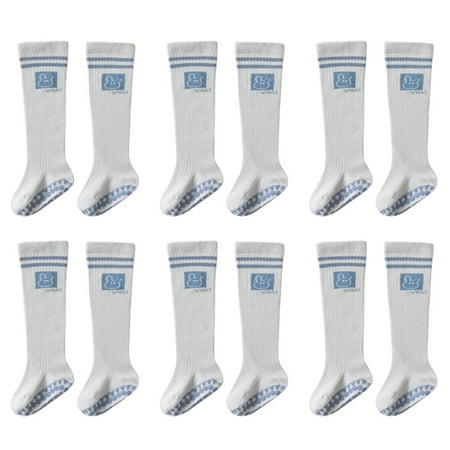 6 pairs of baby tall socks Baby boys/girls non-slip socks Striped socks