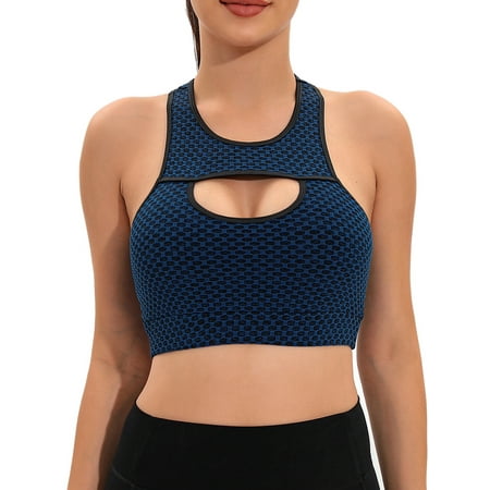 

FUTATA Sports Bras For Women Padded Push Up Racerback Bras Sexy Cutout Crop Tops High Impact Running Workout Gym Bras Wireless Active Yoga Bras