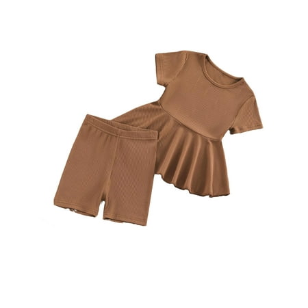Casual Plain Round Neck Short Sleeve Brown Toddler Girls Two-piece Outfits (Girl s)
Casual Plain Round Neck Short Sleeve Brown Toddler Girls Two-piece Outfits (Girl s)