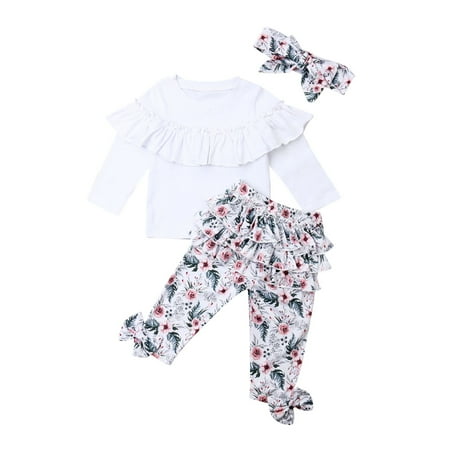 Mioliknya 3PCS Little Girls Outfit Set Long Sleeve Solid Top Ruffle Floral Long Pant Bow Hair Band
Mioliknya 3PCS Little Girls Outfit Set Long Sleeve Solid Top Ruffle Floral Long Pant Bow Hair Band