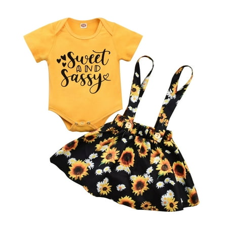 One opening Baby Girl Clothes Set Cotton Short Sleeve Bodysuit Tops+Sunflower Suspender Skirt 2Pcs
One opening Baby Girl Clothes Set Cotton Short Sleeve Bodysuit Tops+Sunflower Suspender Skirt 2Pcs