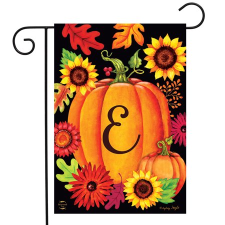 Fall Pumpkin Monogram Letter E Garden Flag Briarwood Lane 12.5" x 18"