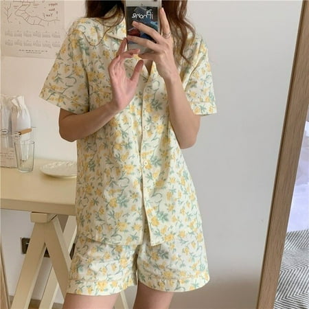 CoCopeaunt Pajama Sets Turn-down Collar Short Sleeve Women Summer Floral Printed Cartoon Thin Kawaii Trendy Womens 2pcs Pyjamas Elegant
CoCopeaunt Pajama Sets Turn-down Collar Short Sleeve Women Summer Floral Printed Cartoon Thin Kawaii Trendy Womens 2pcs Pyjamas Elegant