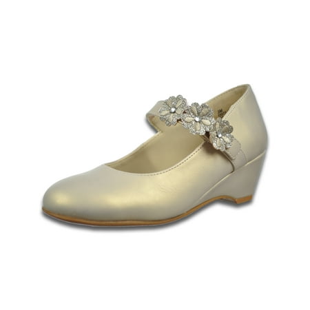 Rachel Shoes Girls Adeline Wedge Pumps Daisy Shoes - beige 1 youth