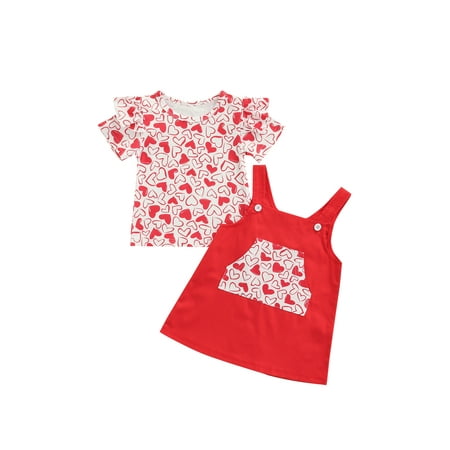 Nokpsedcb Kids Girl Sweet 2PCS Clothing Valentine s Day Hearts Print T-shirt Suspender Skirt White Red 5 Years
Nokpsedcb Kids Girl Sweet 2PCS Clothing Valentine s Day Hearts Print T-shirt Suspender Skirt White Red 5 Years