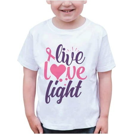 7 ate 9 Apparel Kids Cancer Shirts - Live Love Fight White T-Shirt 4T