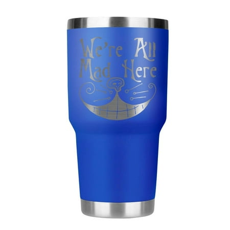 Were all mad here stemless wine cup (Royal blue)