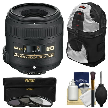 Nikon 40mm f\/2.8 G DX AF-S Micro-Nikkor Lens with 3 Filters + Sling Backpack + Kit for D3200, D3300, D5300, D5500, D7100, D7200 Cameras Nikon 40mm f\/2.8 G DX AF-S Micro-Nikkor Lens with 3 Filters + Sling Backpack + Kit for D3200, D3300, D5300, D5500, D7100, D7200 Cameras