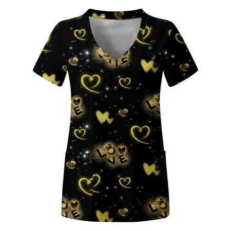 Women Scrubs Top Working Uniform Plus Size Nurses Clothing Top Short Sleeve V-Neck Pockets Printed T-Shirt
Women Scrubs Top Working Uniform Plus Size Nurses Clothing Top Short Sleeve V-Neck Pockets Printed T-Shirt