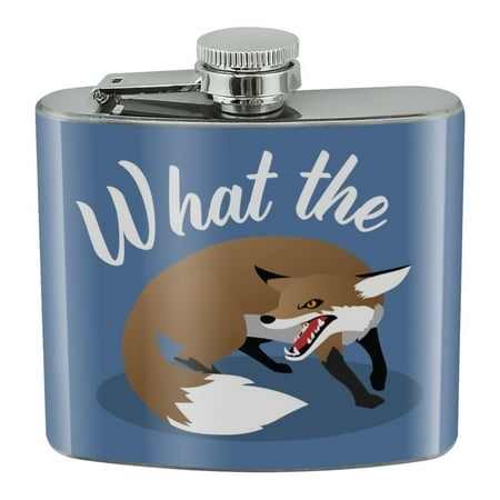 Brown Fox What The Pun Funny Stainless Steel 5oz Hip Drink Kidney Flask