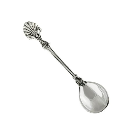 Sterling Silver Shell Handle Salt or Mustard Spoon