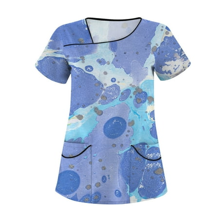 Yubatuo Independence Day Women Plus Size Scrubs Top with Pockets V-Neck Short Sleeve Printed Work Blouse for Women Sky Blue L
Yubatuo Independence Day Women Plus Size Scrubs Top with Pockets V-Neck Short Sleeve Printed Work Blouse for Women Sky Blue L