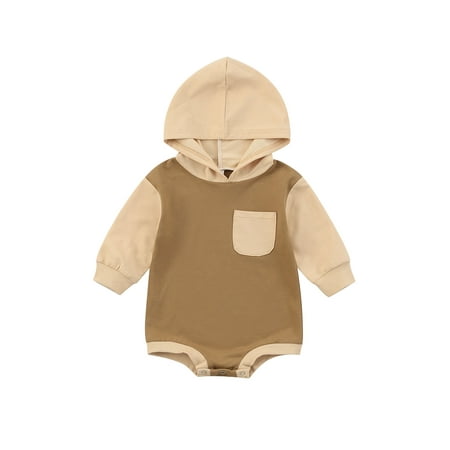 Genuiskids Infant Baby Boy Long Sleeve Hooded Romper Tops Fashion Contrast Color Stitching Triangle Jumpsuits with Pocket Fall Winter Outfit 3-24M
Genuiskids Infant Baby Boy Long Sleeve Hooded Romper Tops Fashion Contrast Color Stitching Triangle Jumpsuits with Pocket Fall Winter Outfit 3-24M
