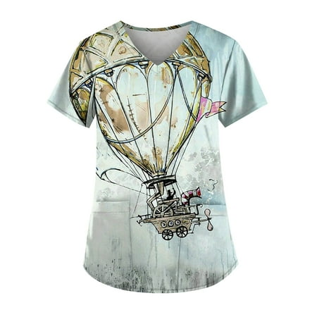 TKing Fashion Women Plus Size Scrubs Top V-Neck Short Sleeve Flower Print Pockets Work Blouse for Women Light Blue S
TKing Fashion Women Plus Size Scrubs Top V-Neck Short Sleeve Flower Print Pockets Work Blouse for Women Light Blue S