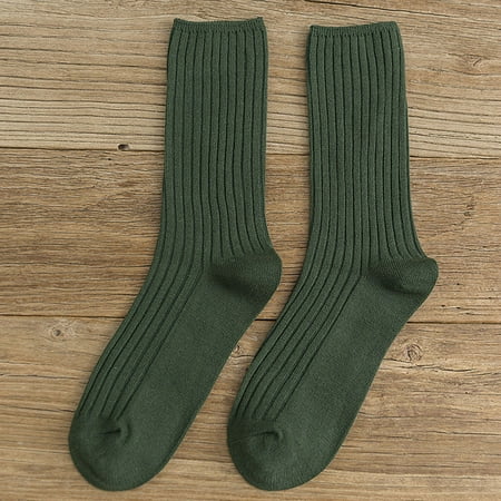 STEADY Women s Solid Autumn Socks Casual Cotton Socks Warm Socks Green