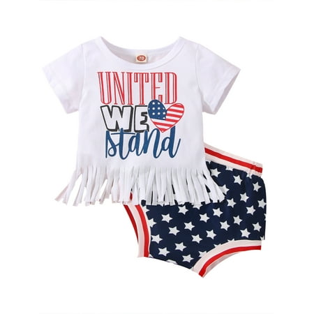 Bagilaanoe 2Pcs Independence Day Shorts Set for Newborn Baby Girls Print Short Sleeve Tassel T-shirt Tops+ Shorts 6M 12M 18M 24M Infant 4th of July Outfits
Bagilaanoe 2Pcs Independence Day Shorts Set for Newborn Baby Girls Print Short Sleeve Tassel T-shirt Tops+ Shorts 6M 12M 18M 24M Infant 4th of July Outfits
