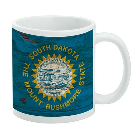 Rustic South Dakota State Flag Distressed USA White Mug