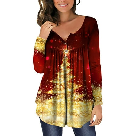 Simplmasygenix Christmas Women s Casual Tunic Tops Fashion Long Sleeve Clearance Womens Open Button Round Neck Loose Fit Pleated Tunic Shirt Print Blouse Tops
Simplmasygenix Christmas Women s Casual Tunic Tops Fashion Long Sleeve Clearance Womens Open Button Round Neck Loose Fit Pleated Tunic Shirt Print Blouse Tops