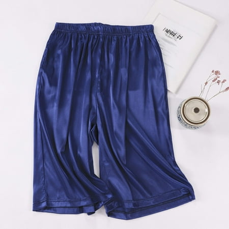 Men s Home Silk Satin Pajamas Shorts Pyjamas Sleep Bottoms Nightwear Sleepwear
