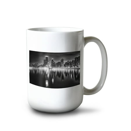 15 fl oz Ceramic Mug Chicago Reflections Black and White Photography A-90337 Dishwasher & Microwave Safe