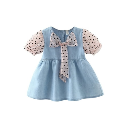 Peyakidsaa Toddler Infant Baby Girl Summer Denim Dress Casual Short Sleeve V Neck Bow Front A-line Dress
Peyakidsaa Toddler Infant Baby Girl Summer Denim Dress Casual Short Sleeve V Neck Bow Front A-line Dress