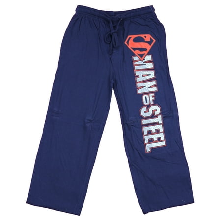 Superman DC Comics Man OF Steel Leg Logo Mens Lounge Pajama Pants (Medium)