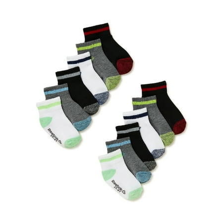 Reebok Baby and Toddler Boys Quarter Socks 12-Pack 6M-4T