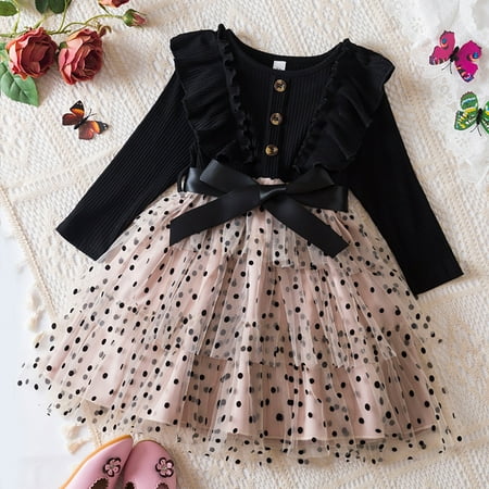Toddler Girls Casual Dresses Autumn Winter Long Sleeve Wave Point Prints Ruffles Bowknot Mesh Dress Streetwear
Toddler Girls Casual Dresses Autumn Winter Long Sleeve Wave Point Prints Ruffles Bowknot Mesh Dress Streetwear