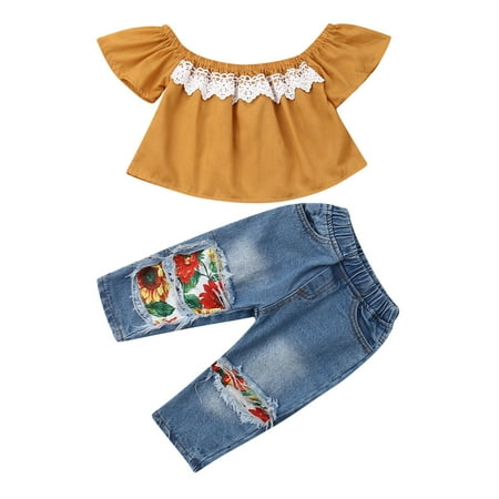 IZhansean Newborn Toddler Baby Girls off Shoulder Tops +Denim Sunflower Pants Outfits Set Yellow 12-18 Months
IZhansean Newborn Toddler Baby Girls off Shoulder Tops +Denim Sunflower Pants Outfits Set Yellow 12-18 Months