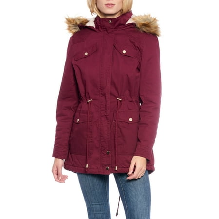 Women’s Sherpa-Lined Cotton Parka with Detachable Hood